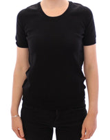 Elegant Black Cotton Crew-Leck Tee