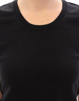 Elegante camiseta de cuello de tripulación de algodón negro