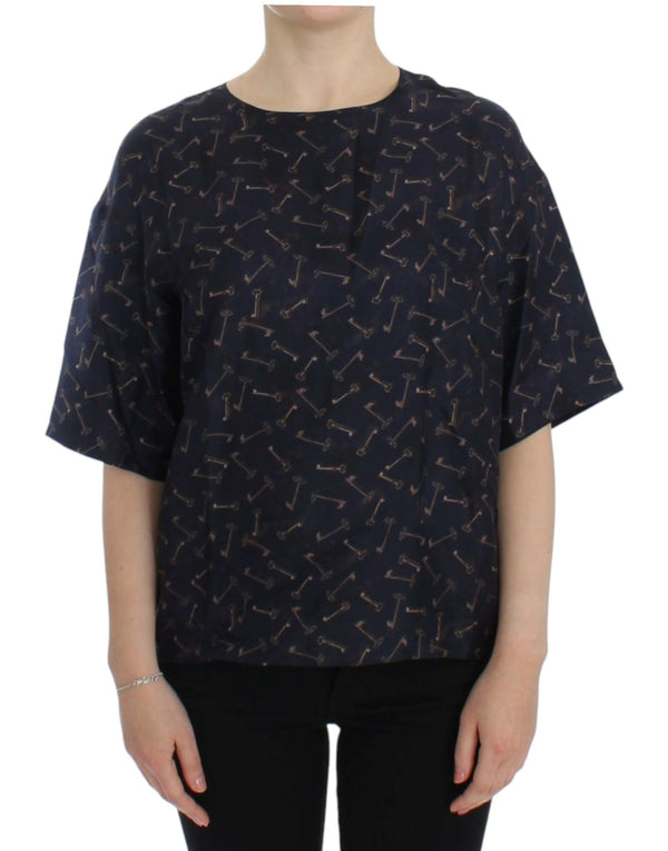 Enchanted Sicily Silk Blouse με εκτύπωση χρυσού πλήκτρου