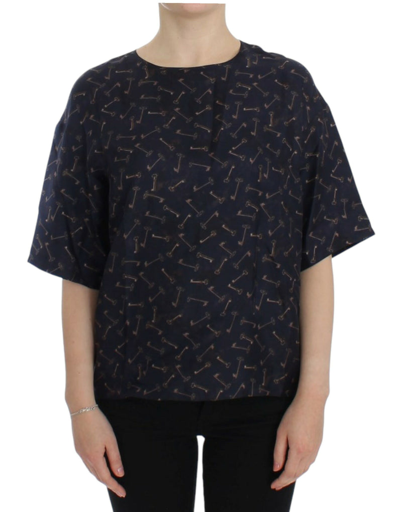 Blusa de seda sicilia encantada con llaves de oro estampado