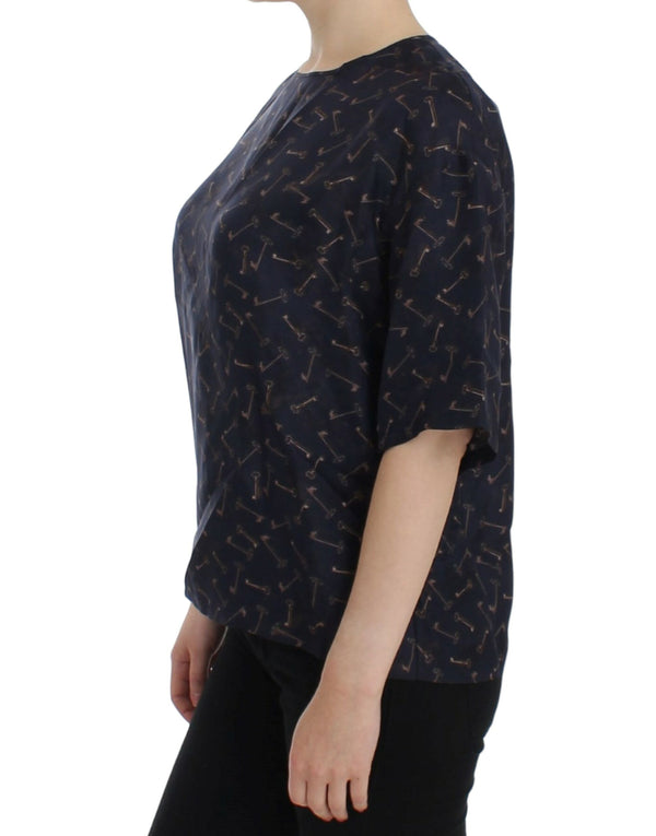 Blouse en soie en Sicile enchantée avec des touches d'or Impression