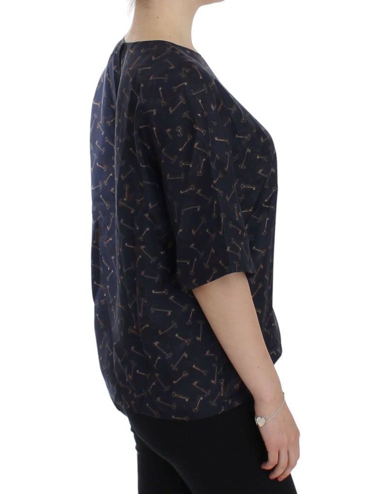 Enchanted Sicily Silk Blouse με εκτύπωση χρυσού πλήκτρου