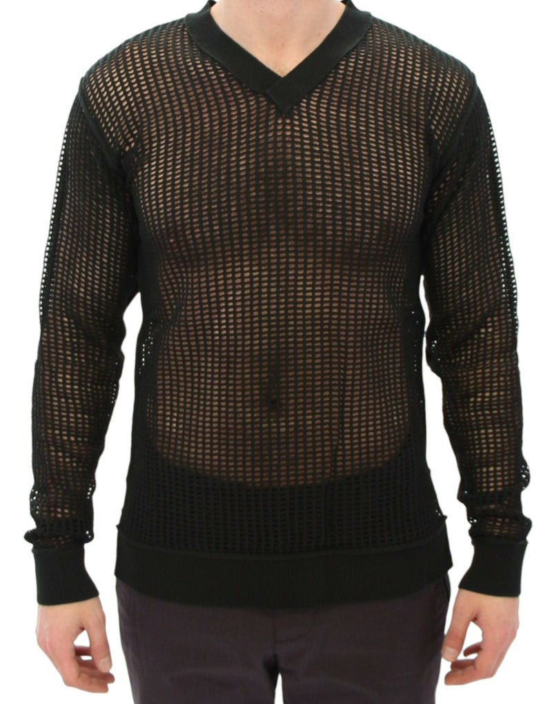 Eleganter V-Ausschnitt mit dunkelgrünem Strickpullover