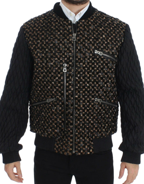 Elegante chaqueta de diseñador de lentejuelas negras