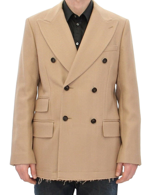 Élégant manteau de laine formel beige