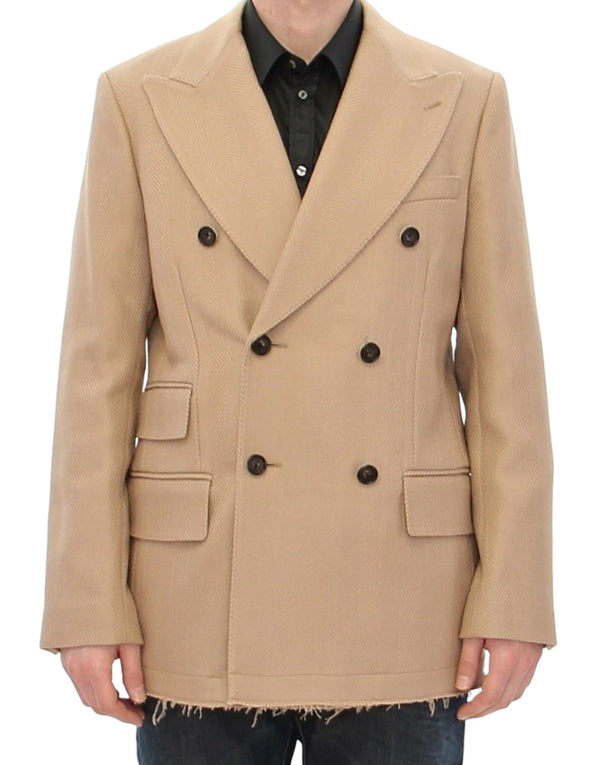 Elegante cappotto di lana formale beige