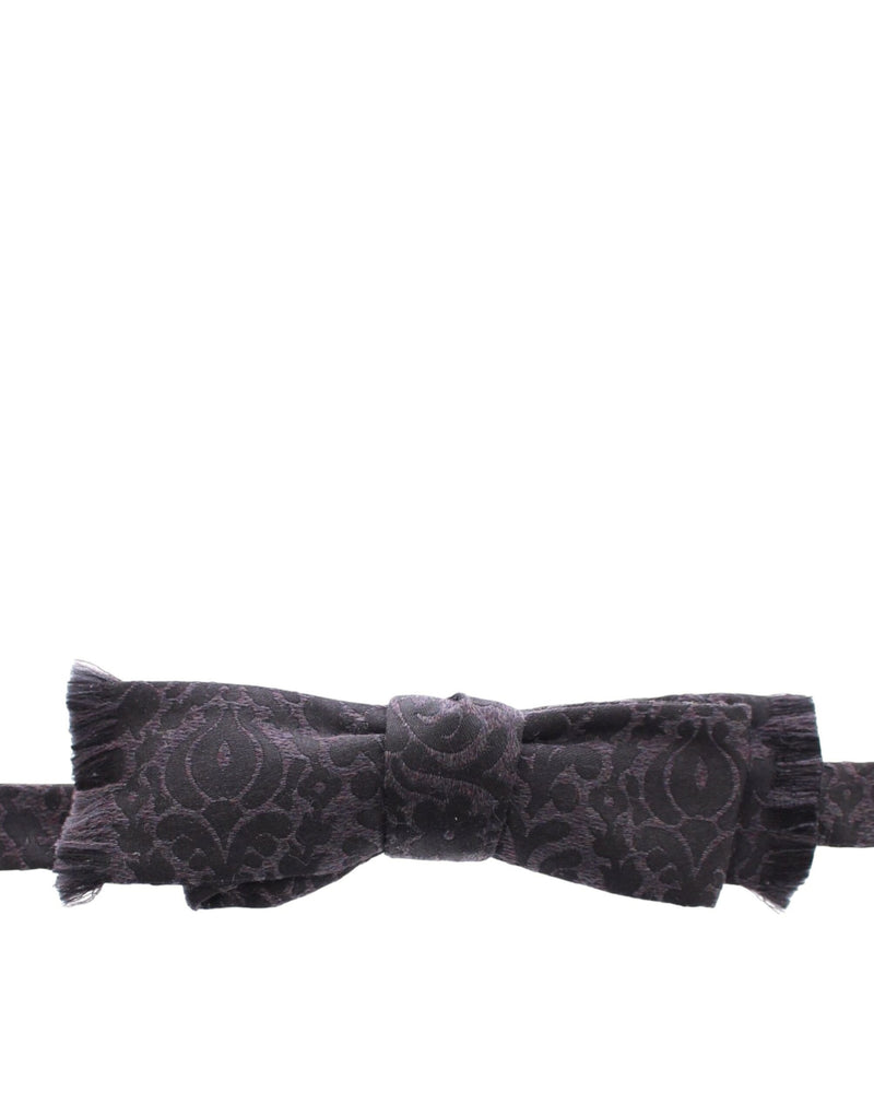 Elegante schwarze Paisley Seiden-Wool-Mischung Fliege