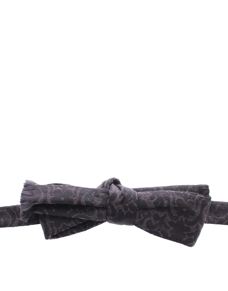 Elegant Black Paisley Silk-Wool Blend Bow Bow