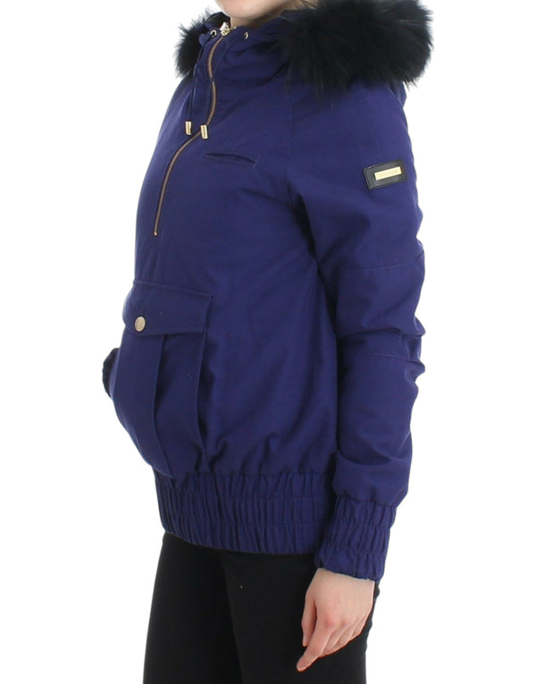 Chic Blue K-Way-Jacke mit Kunstpelz Akzent