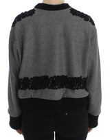 Elegant Gray Cashmere Blend Lace Sweater