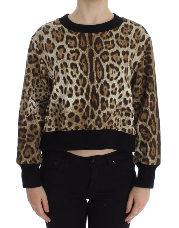 Eleganter Leopardenmuster kurzer Pullover Top