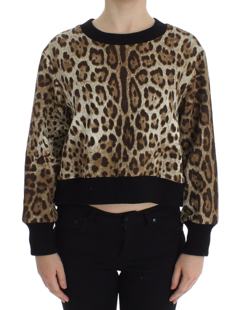 Elegante maglione corto stampato leopardo