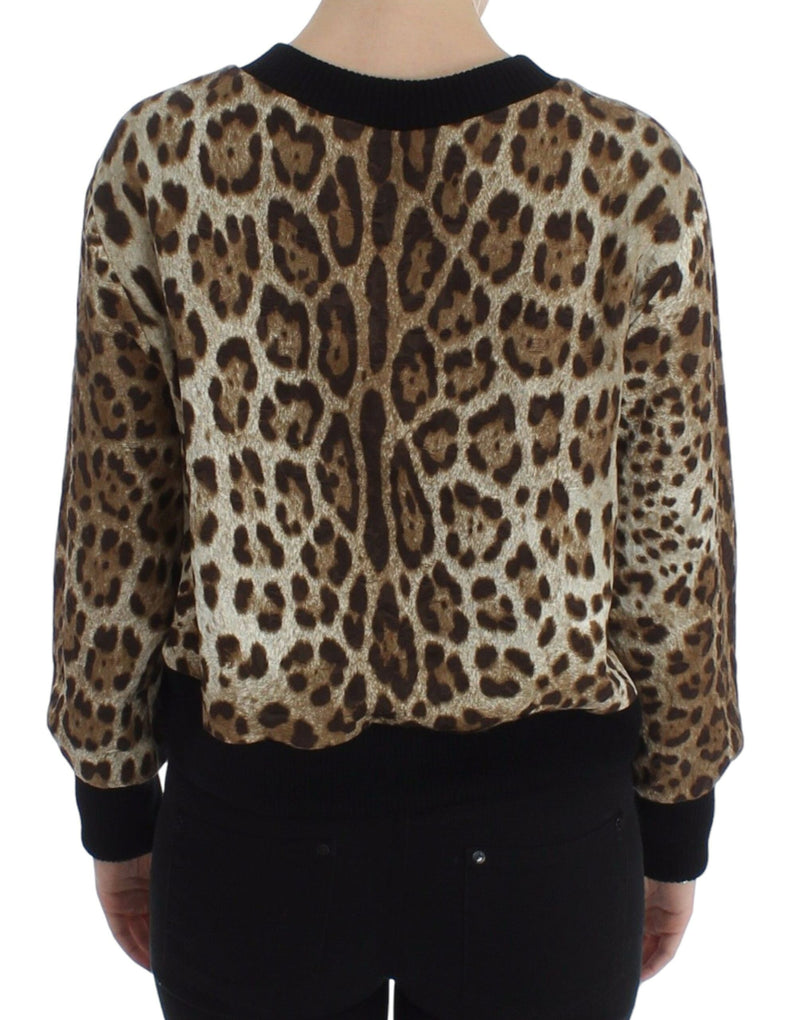 Elegante maglione corto stampato leopardo