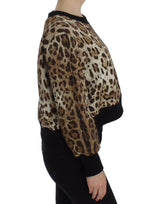 Elegante maglione corto stampato leopardo