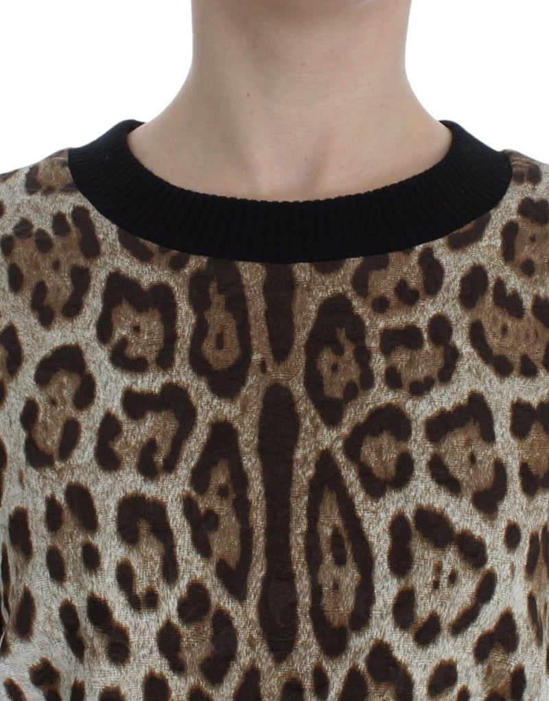 Elegante maglione corto stampato leopardo