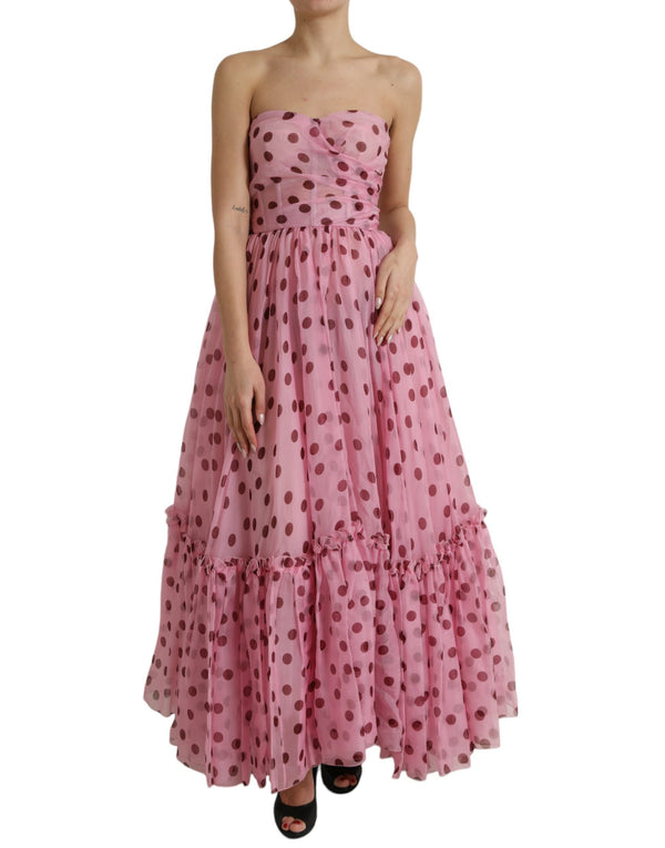 Robe en soie sans bretelles chic en rose