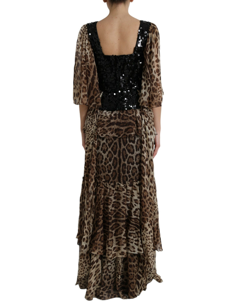 Elegante vestido de lentejuelas de leopardo