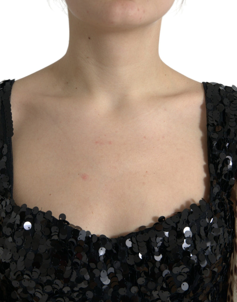 Eleganter Leoparden -Paillettenstufe Kleid