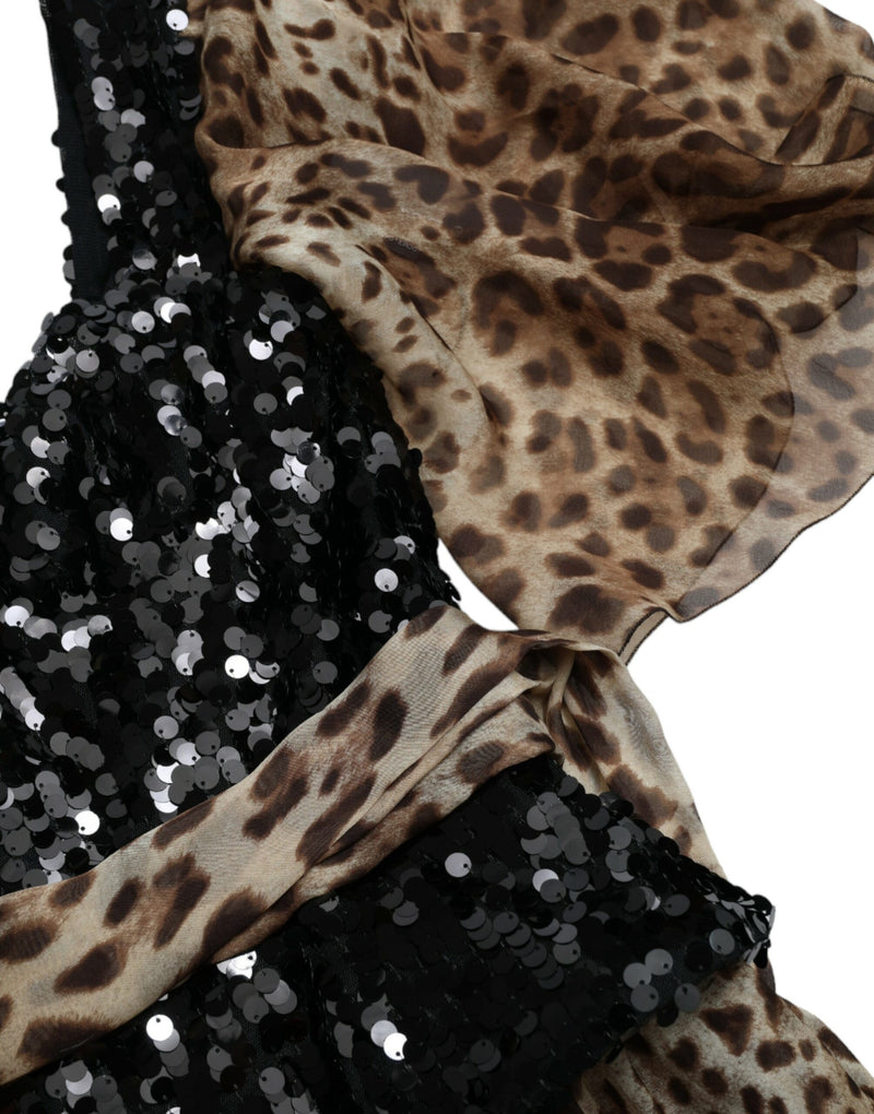 Elegante abito a livello di paillettes leopardo