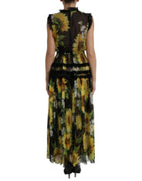 Robe maxi de soie de tournesol élégante