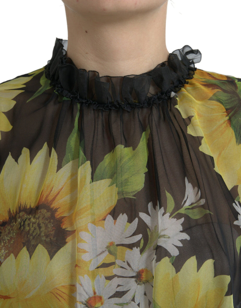 Elegante vestido maxi de seda de girasol