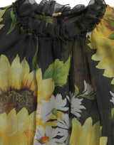 Elegante vestido maxi de seda de girasol