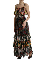 Ζωντανό φόρεμα μεταξιού floral maxi