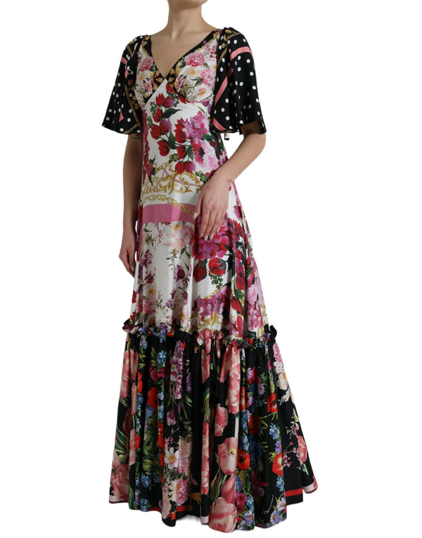 Elegantes Blumenseide Maxikleid