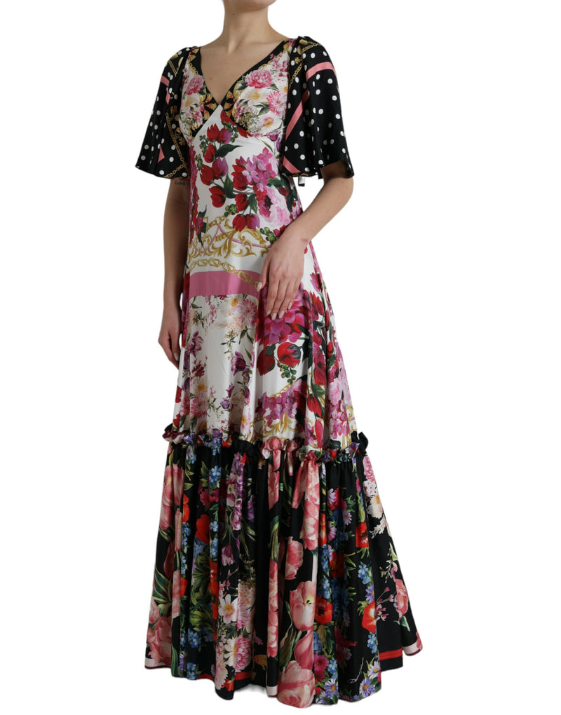 Κομψό φόρεμα Maxi Floral Silk