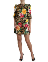 Animal et imprimé floral mini robe shift