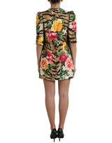 Animal et imprimé floral mini robe shift