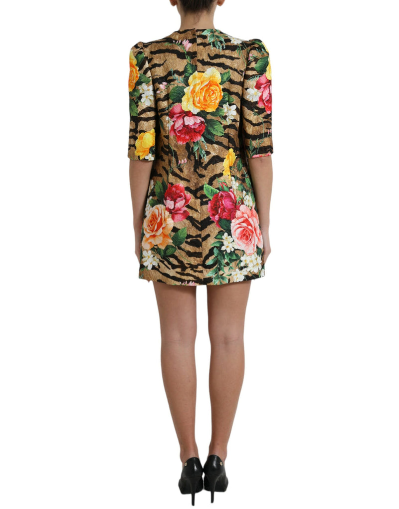 Animal et imprimé floral mini robe shift