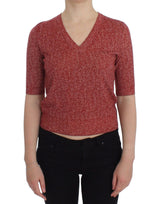 Bezaubernde rot Tweed V-Neck-Pullover