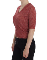 Bezaubernde rot Tweed V-Neck-Pullover