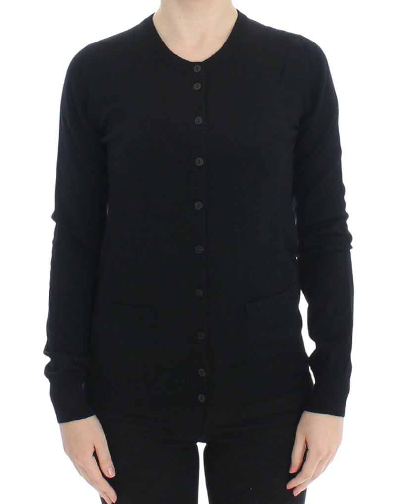 Pull cardigan en laine noire élégante