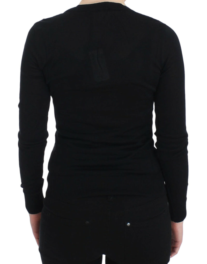 Eleganter schwarzer Deep -Crewneck -Pullover