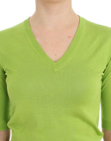 Pullover a V Emerald Green Wool