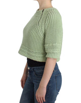 Chic Green Cropped Cotton Pullover