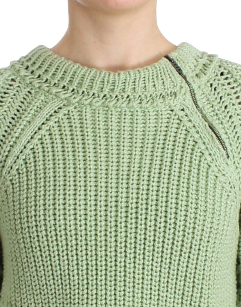 Chic Green Cropped Cotton Pullover