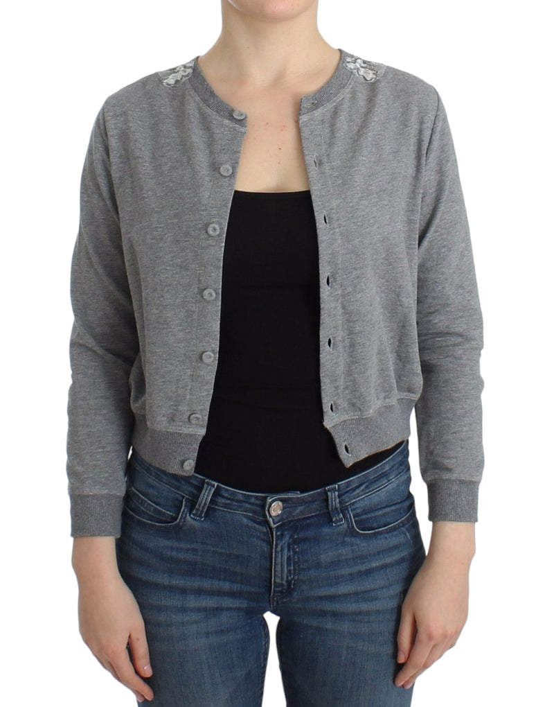 Cardigan Short Short Blend di cotone grigio chic