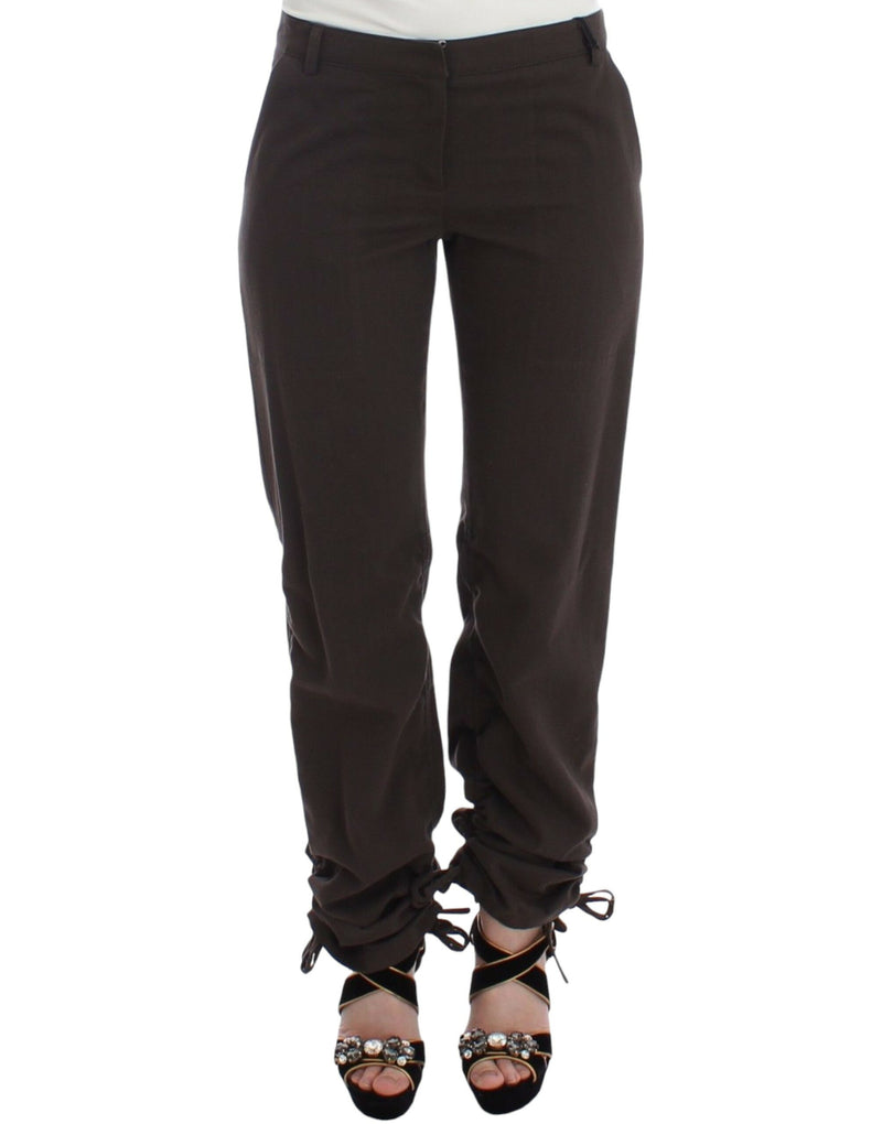 Pantaloni da abito di cotone marrone chic