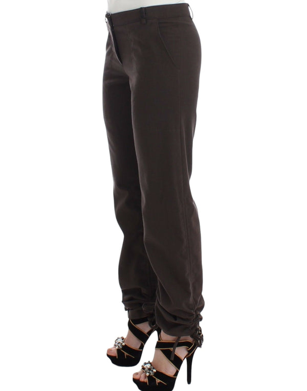 Pantalon de robe en coton marron chic