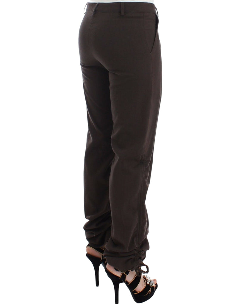 Pantalon de robe en coton marron chic