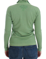 Eleganter grüner Streifenwollmischpullover