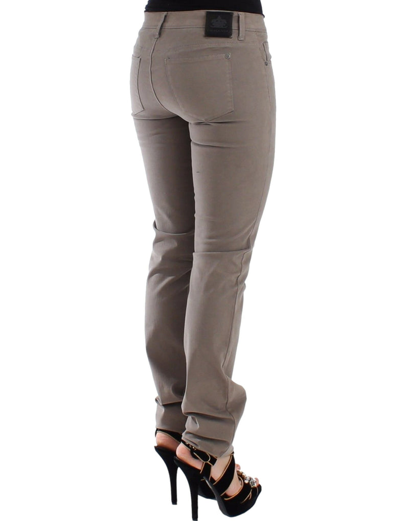 Jeans magri chic taupe per stile elevato