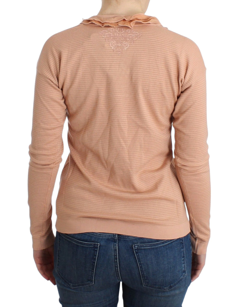 Maglione arancione in lana a strisce chic