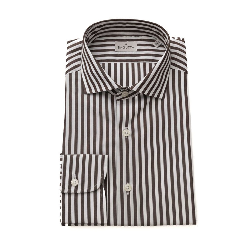 Elegante camicia da colletto francese marrone - Medio Fit