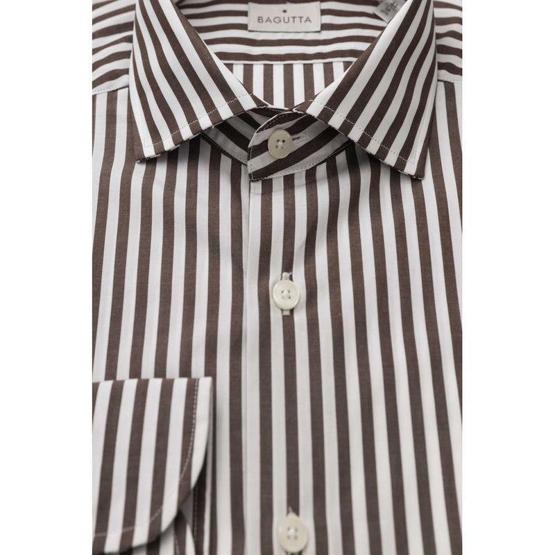 Elegante camicia da colletto francese marrone - Medio Fit