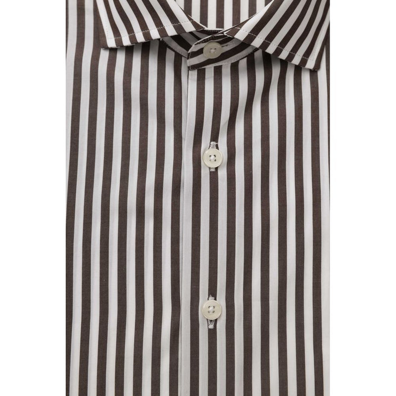 Camisa de cuello francés marrón elegante - Fit mediano