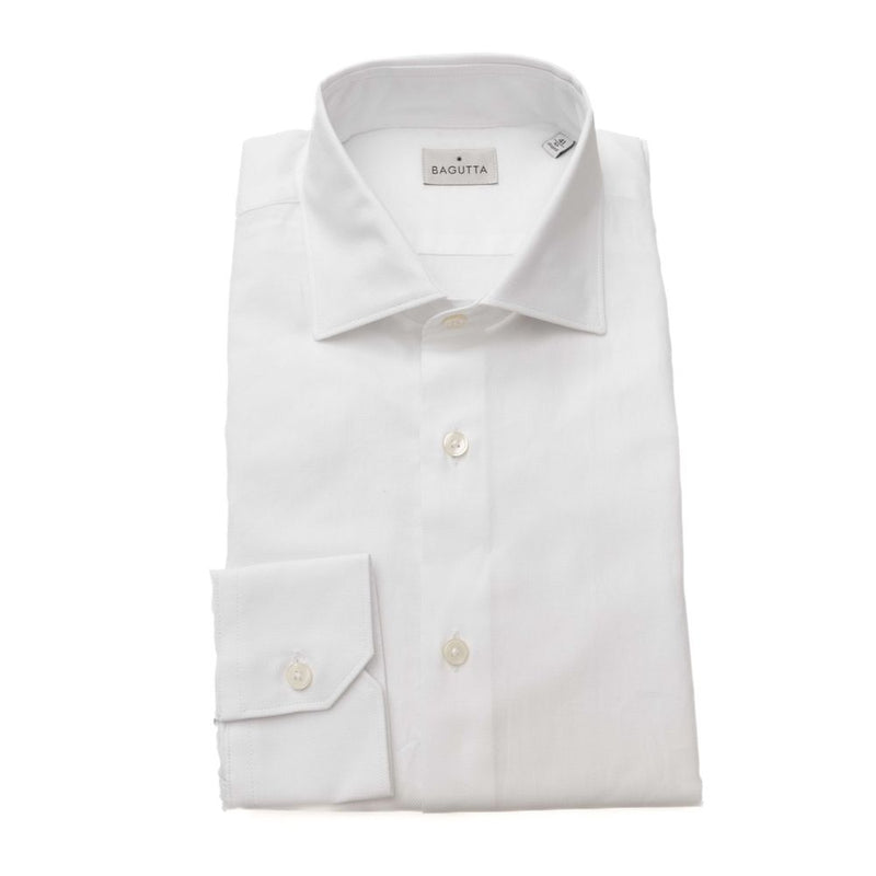 Elegante camisa de cuello francés de algodón blanco